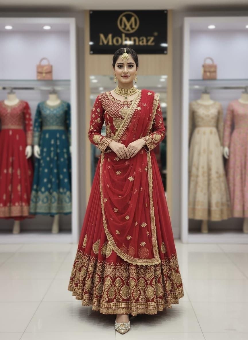 রেডিমেড জর্জেট এমব্রয়ডারি পার্টি ড্রেস Sold by SID-00085