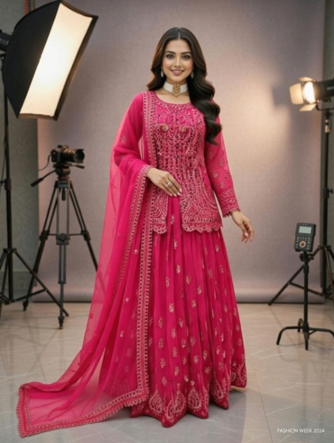 Readymade Georgette Embroidered Party Dress