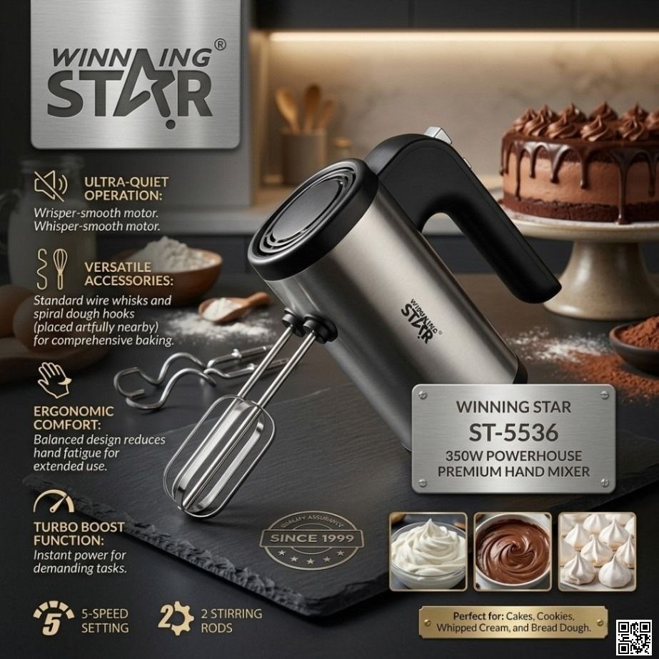 WINNING STAR ST-5536 Electric Hand Mixer – Powerful & Versatile Kitchen Companion