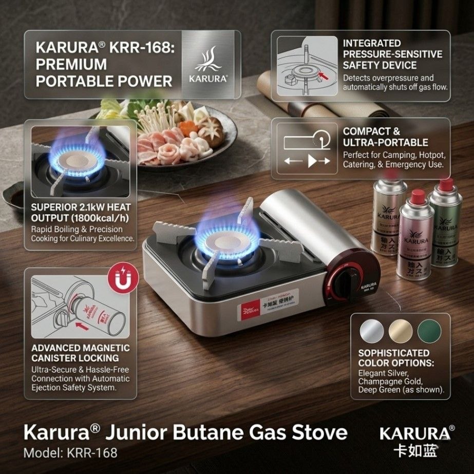 KARURA Junior Butane Gas Stove KRB-168 – Portable Camping & Cooking Stove