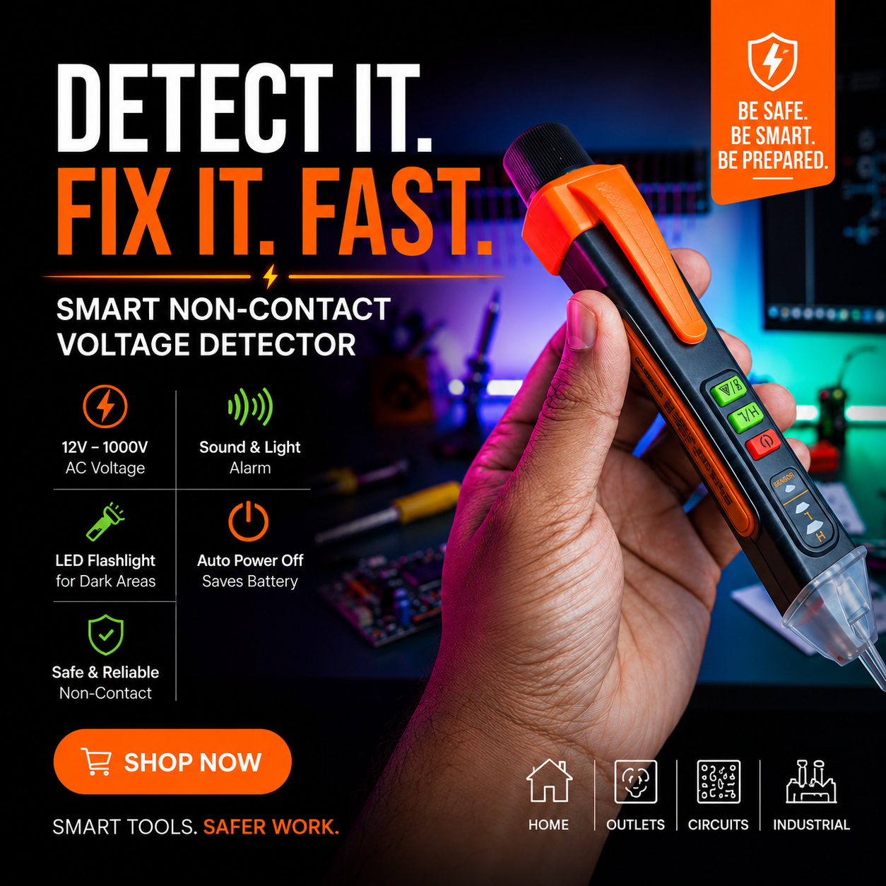 Non-Contact Voltage Tester 12-1000V Digital Voltage Tester (Mestek AC40)