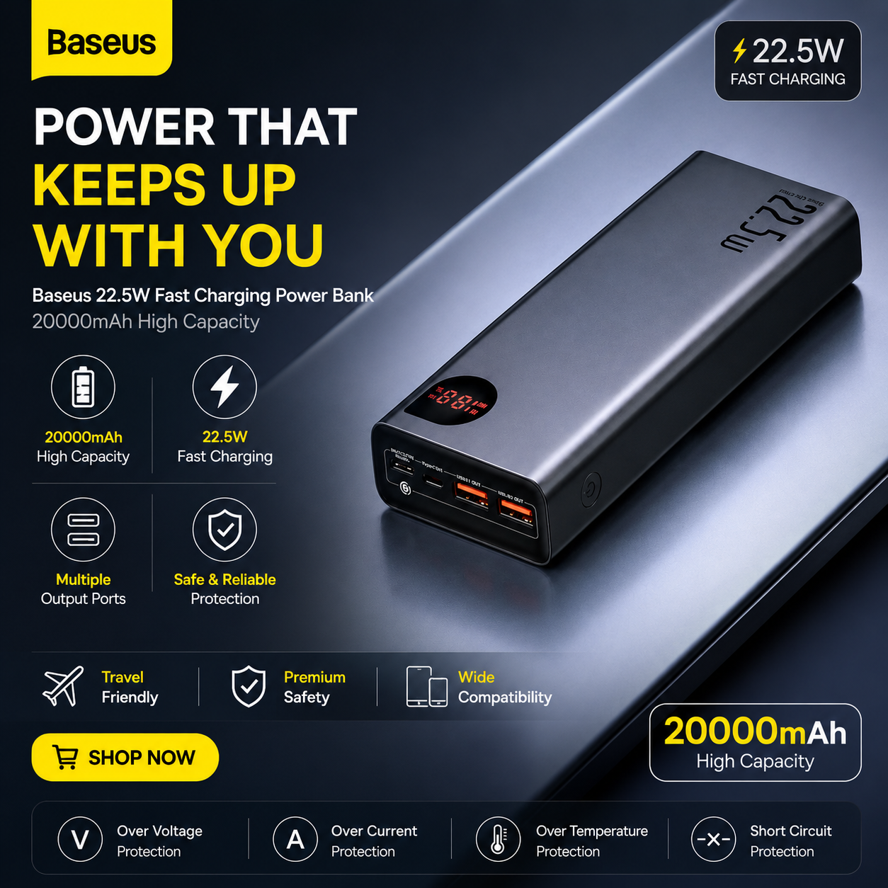 Baseus Adaman 22.5w 20000mAh Quick Charge Power Bank